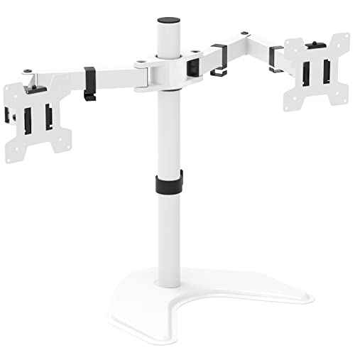 Dual Monitor Stand 27 Inch Freestanding Adjustable VESA 100 White WALI