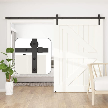 Sliding Barn Door Kit 8FT Heavy Duty Black Rail Complete Set SANKEYTEW