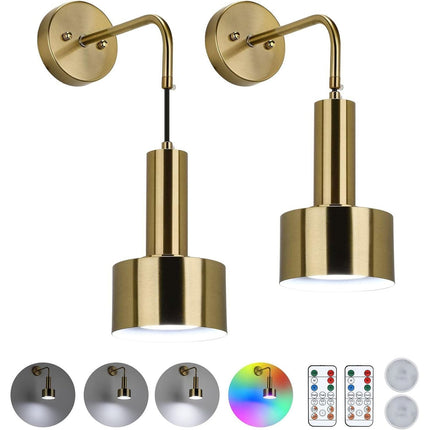 Lightsjoy 2x Rechargeable Wall Lights RGB Dimmable with Remote – Gold Finish