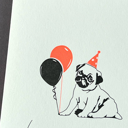 Pug Letterpress Birthday Card