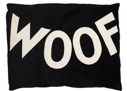 Dog Bed Big WOOF in Black Velvet