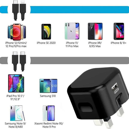 Fast PD Charger Dual USB Charging Adapter For iPhone Samsung Universal UK PLUG