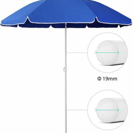 Sekey® 1.6m Tilting Beach Umbrella, UV20+ Sunscreen, Portable with Cover - Blue