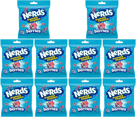 10 x Nerds Berries Fruit-Flavour Candy Gummy Clusters 113G