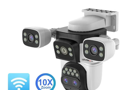 WiFi Security Camera Outdoor 10X Optical Zoom Four Lens Human Auto Tracking Waterproof