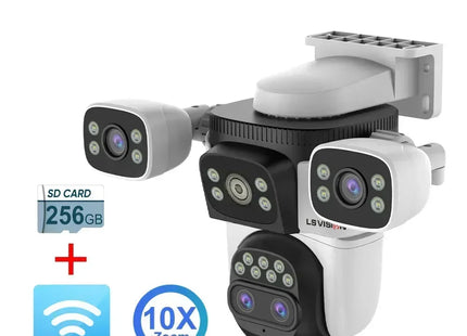 WiFi Security Camera Outdoor 10X Optical Zoom Four Lens Human Auto Tracking Waterproof