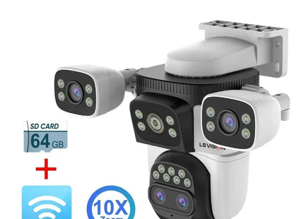 WiFi Security Camera Outdoor 10X Optical Zoom Four Lens Human Auto Tracking Waterproof