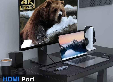 USB-C Laptop Dock with 4K HDMI USB 3 SD/TF Readers 6-in-1 for Mac Windows Linux