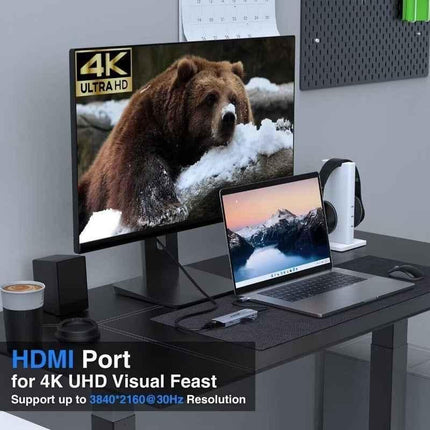 USB-C Laptop Dock 4K HDMI & SD/TF Reader Ultimate Connectivity Solution 6 in 1