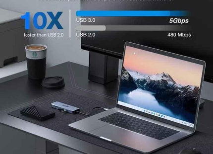 USB-C Laptop Dock with 4K HDMI USB 3 SD/TF Readers 6-in-1 for Mac Windows Linux