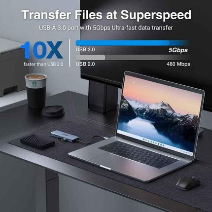 USB-C Laptop Dock 4K HDMI & SD/TF Reader Ultimate Connectivity Solution 6 in 1