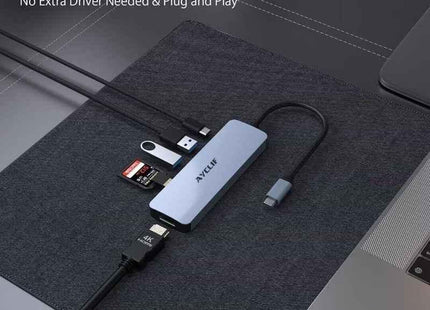 USB-C Laptop Dock with 4K HDMI USB 3 SD/TF Readers 6-in-1 for Mac Windows Linux