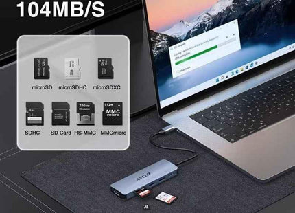 USB-C Laptop Dock with 4K HDMI USB 3 SD/TF Readers 6-in-1 for Mac Windows Linux