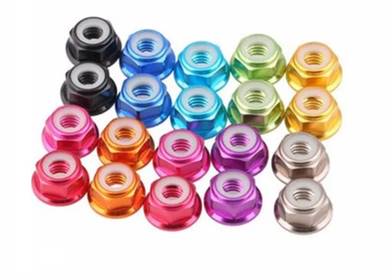 10pc M2 Nylon Locking CW Nuts pack 6061 Aluminium