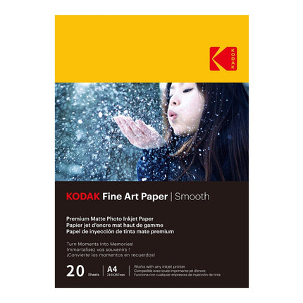Kodak Fine Art Smooth A4 210x297mm Premium Matte Photo Inkjet Paper - 20 Sheets