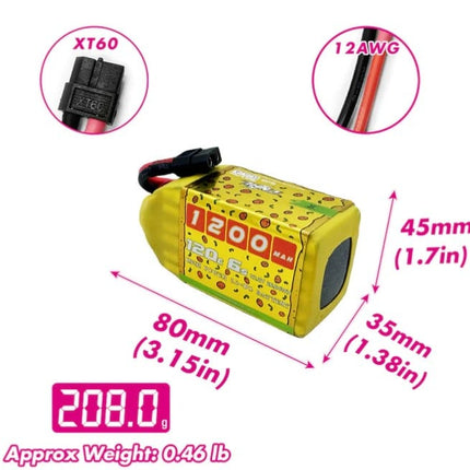 CNHL Speedy Pizza V2.0 1200mAh 22.2V 6S 120C Lipo Battery with XT60 Plug