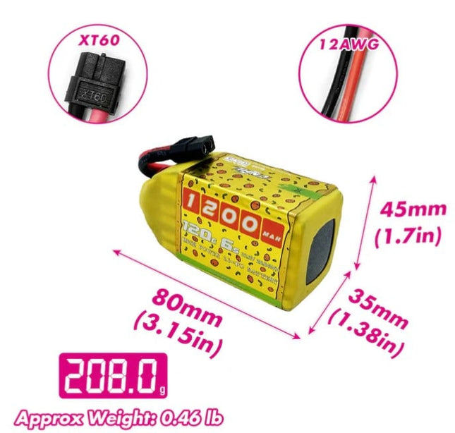 CNHL Speedy Pizza V2.0 1200mAh 22.2V 6S 120C Lipo Battery with XT60 Plug