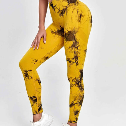 Tie Dye Yoga Pants with Trendy Design & High-Rise Waistband