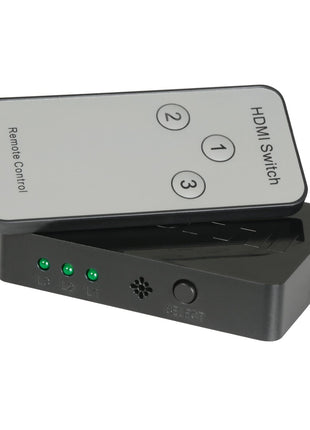 AV:Link Mini 4K UHD 3-Way HDMI Switch With IR Remote Control