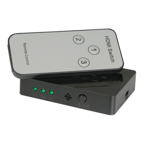 AV:Link Mini 4K UHD 3-Way HDMI Switch With IR Remote Control