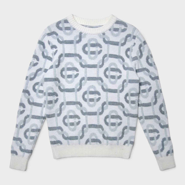 Jacquard Monogram Logo Jumper Grey