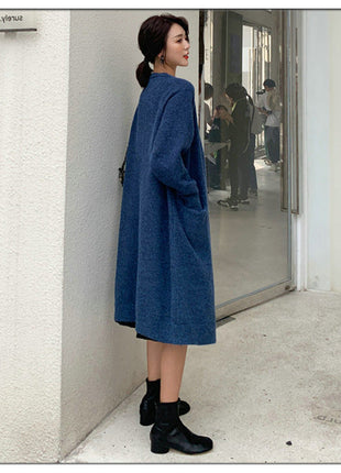 Autumn And Winter Clothing New Loose Mid-length Knitted Coat For Women