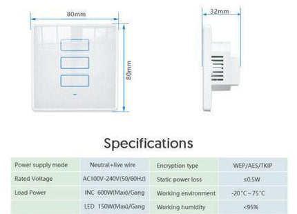 Smart Wireless Switch Neutral wire needed supports GH and Alexa Tuya Compatible