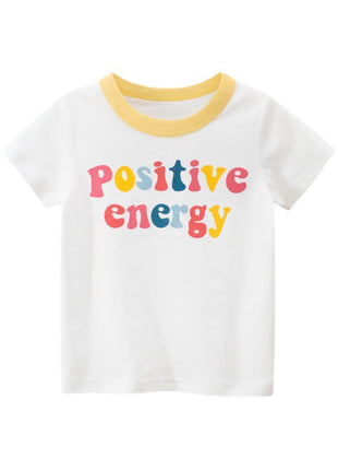 Children'S Clothing, Alphabet Pattern T-Shirts, Cartoon Girls, Short Sleeves