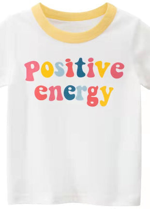 Children'S Clothing, Alphabet Pattern T-Shirts, Cartoon Girls, Short Sleeves