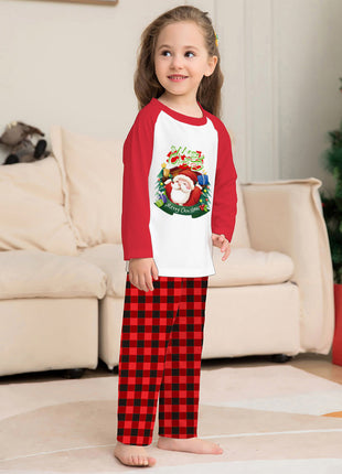 Christmas Parent-Child Clothes Set Long Sleeve T-Shirt Plaid Pants Family Matching Pajamas