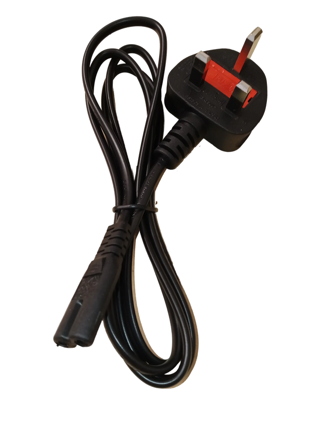13A IEC 60320 C7 (figure-8, shotgun) connector (UK plug)