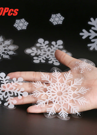 100PCS REUSABLE Christmas Snowflakes Stickers Window Decorations Clings