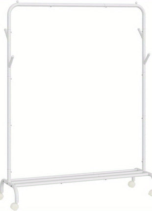 Clothes Rail, Clothes Rack, Single Clothes Hanging Rail, Heavy-Duty Metal Frame, with Wheels and Shelf, 50 kg Total Max. Load, 103. 5 cm Wide, Clothing Storage