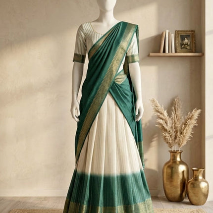 Emerald Kasavu Half Saree Set