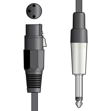 Citronic XLR Female to 6.3mm Mono Jack Microphone Audio Lead 1.5m