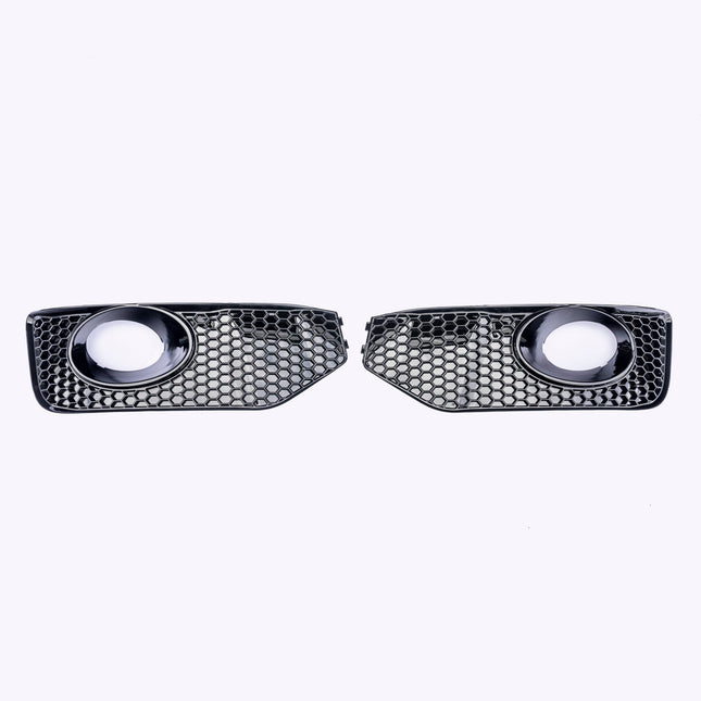 For VW T5 .1 Transporter Honeycomb Sportline Front Spoiler Foglight Trims (Matte Black)