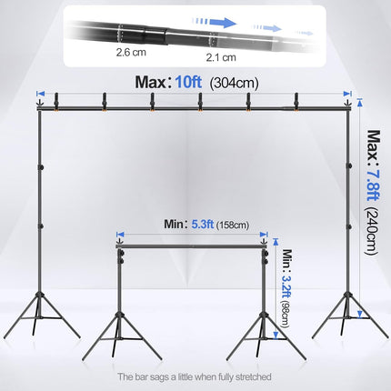 Backdrop Stand 3x2.4m Adjustable Photo Studio Support Kit with Bag EMART