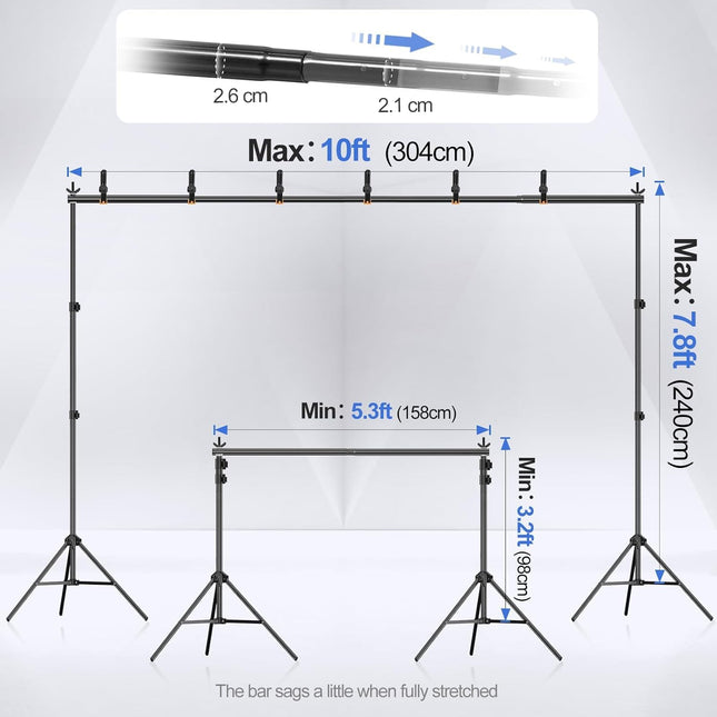 Backdrop Stand 3x2.4m Adjustable Photo Studio Support Kit with Bag EMART