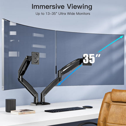 Dual Monitor Arm Adjustable Mount for 22 to 40 Inch Screens Holds 12kg HUANUO