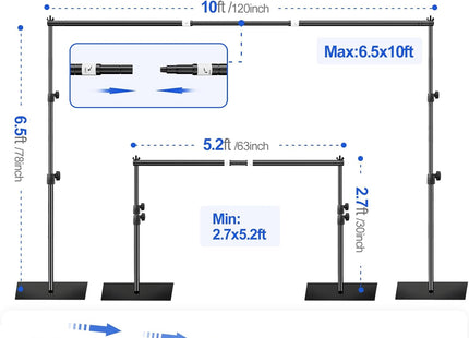 Backdrop Stand Heavy Duty 2x3m Adjustable Background Frame Steel Base EMART
