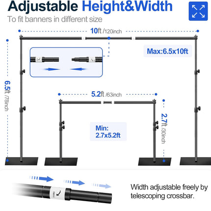 Backdrop Stand Heavy Duty 2x3m Adjustable Background Frame Steel Base EMART
