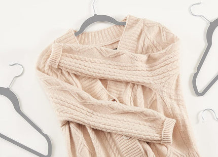 HOUSE DAY 60-Pack Grey Velvet Hangers, Non-Slip, Space-Saving, 360° Rotating