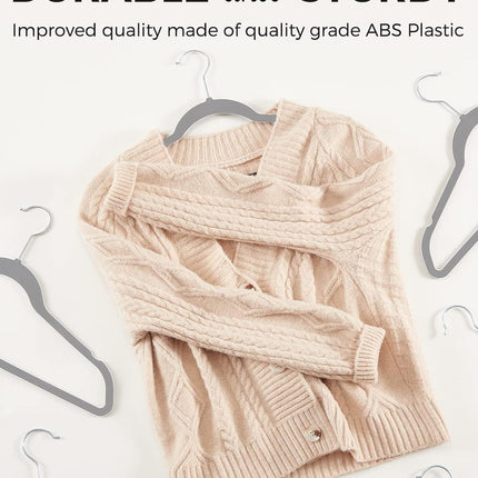 HOUSE DAY 60-Pack Grey Velvet Hangers, Non-Slip, Space-Saving, 360° Rotating