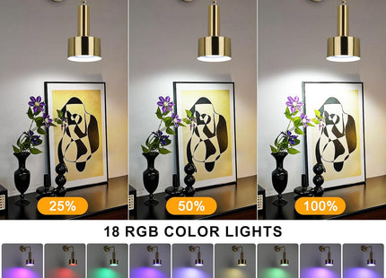 Lightsjoy 2x Rechargeable Wall Lights RGB Dimmable with Remote – Gold Finish