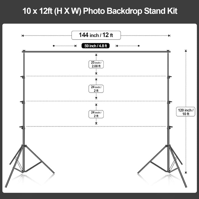 Photo Backdrop Stand 10x12ft Heavy Duty Adjustable Support Kit EMART