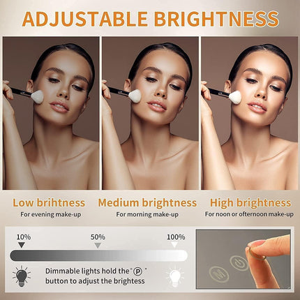 Hollywood Vanity Makeup Mirror LED Lights Dimmable USB Mode 58 x 46cm FENCHILIN