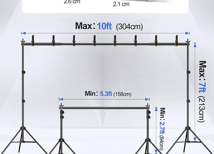 EMART 2x3m Backdrop Stand Kit with Clamps, Sandbags & Carry Bag – Black
