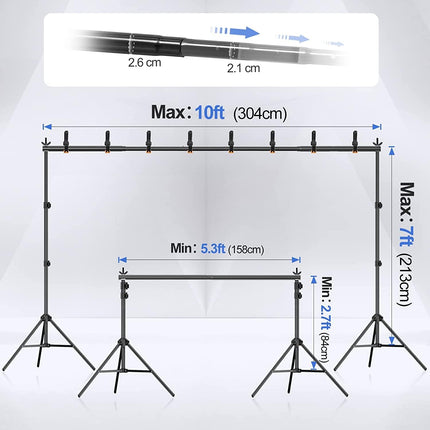 EMART 2x3m Backdrop Stand Kit with Clamps, Sandbags & Carry Bag – Black