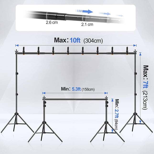 EMART 2x3m Backdrop Stand Kit with Clamps, Sandbags & Carry Bag – Black