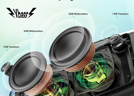 Tribit StormBox Blast 90W Bluetooth Speaker, XBass, LED, IPX7, 30H Playtime